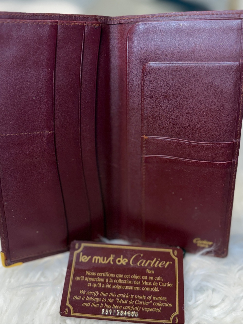 Vintage Authentic Cartier Burgundy Leather Long Wallet Checkbook Holder - Picture 2 of 12